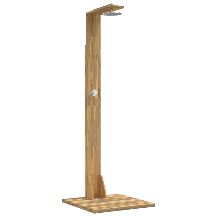 Duș exterior 219 cm Lemn masiv de acacia și oțel inoxidabil Alb WALTI