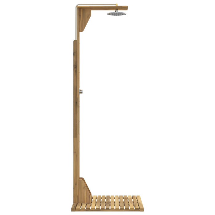 Duș exterior 219 cm Lemn masiv de acacia și oțel inoxidabil Alb WALTI