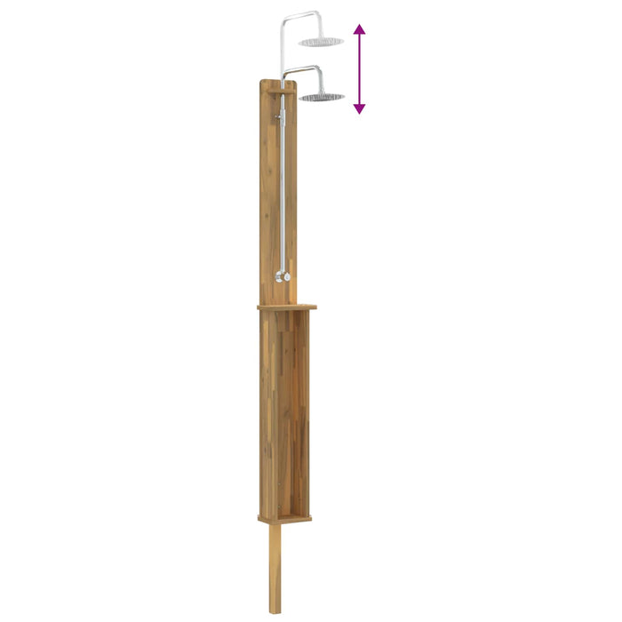 Duș exterior 257 cm Lemn masiv de acacia și oțel inoxidabil Alb - WALTI WALTI