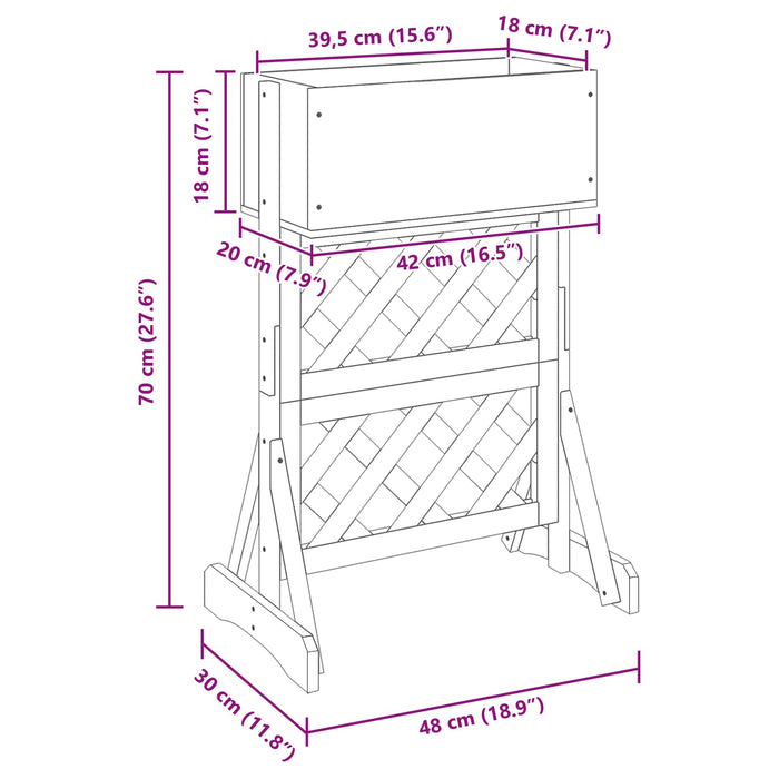 Grădină verticală trellis Gri 48 x 30 x 70,5 cm WALTI