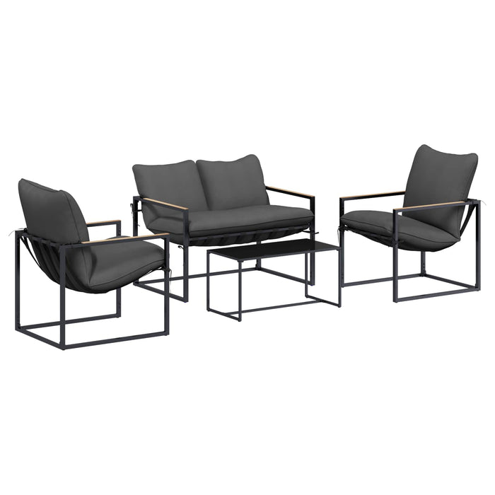 Set de canapele pentru grădină 4 pcs Negru și antracit Oțel - WALTI WALTI