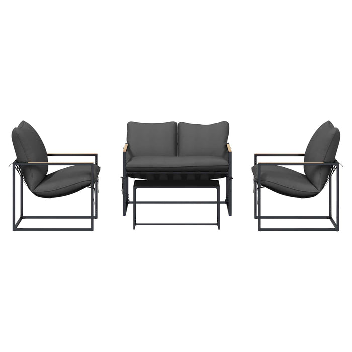 Set de canapele pentru grădină 4 pcs Negru și antracit Oțel - WALTI WALTI