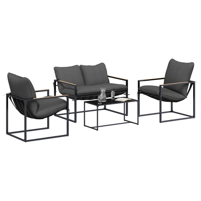 Set de canapele pentru grădină 4 pcs Negru și antracit Oțel - WALTI WALTI