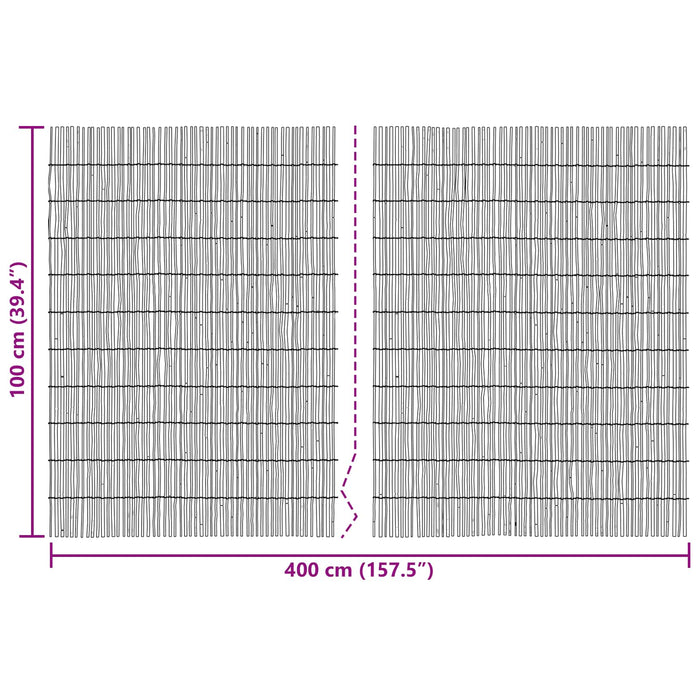 Gard de Grădină Carbonizat 400 x 100 cm Stuf - WALTI WALTI