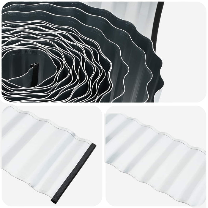 Margine pentru gazon 5 m x 30 cm Oțel Galvanizat Argintiu - WALTI WALTI
