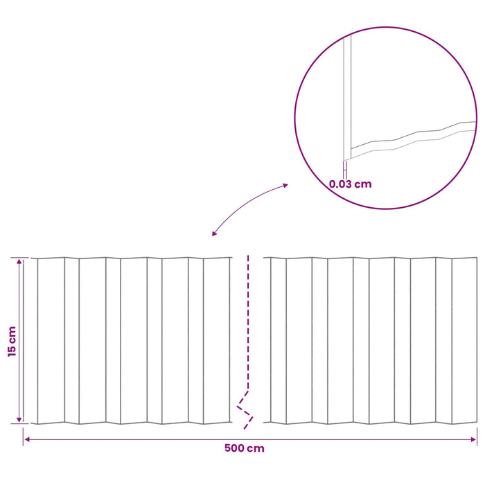Margine pentru gazon 5 m x 15 cm Oțel Galvanizat Argintiu WALTI