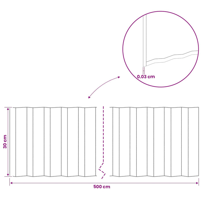 Margine pentru gazon 5 m x 30 cm Oțel Galvanizat Argintiu WALTI