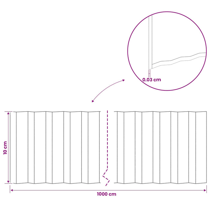 Margine pentru gazon 10 m x 10 cm Oțel Galvanizat Argintiu WALTI