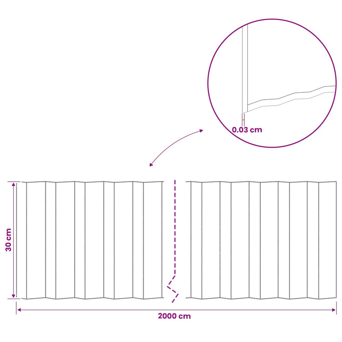 Margine pentru gazon 20 m x 30 cm Oțel Galvanizat Argintiu WALTI