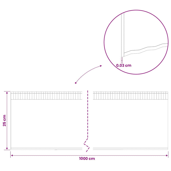 Margine pentru gazon 10 m x 25 cm Oțel Galvanizat Argintiu WALTI