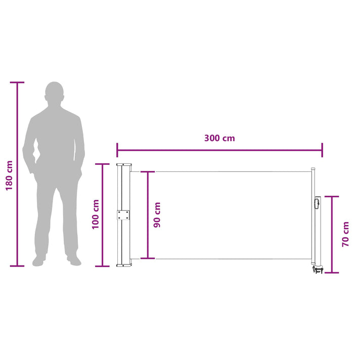 Awning lateral 100% poliester, fier, oțel WALTI