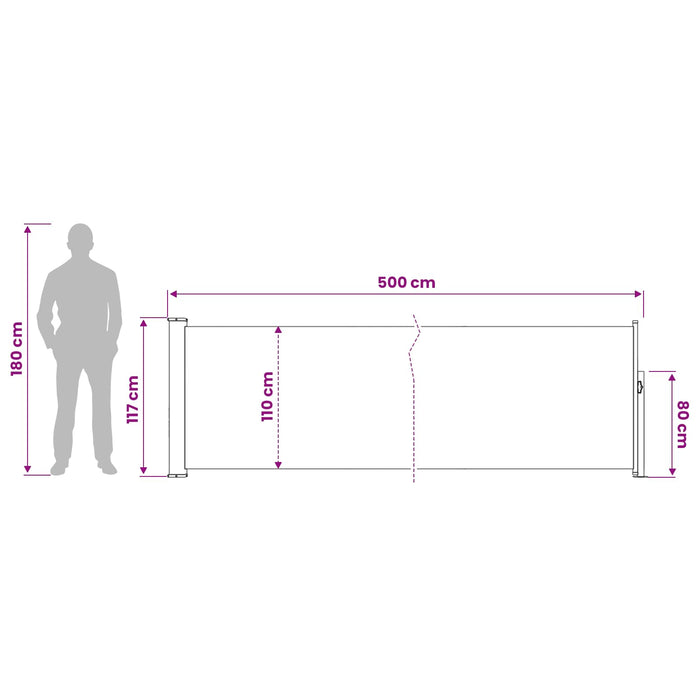 Jaluzea laterală retractabilă Antracit 500 x 117 cm Poliester WALTI