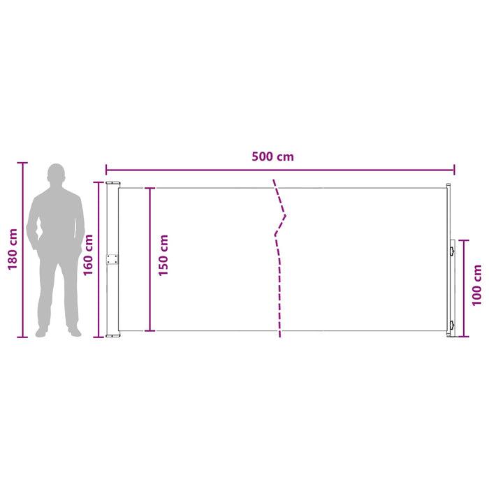 Jaluzea laterală retractabilă Antracit 500 x 160 cm Poliester WALTI