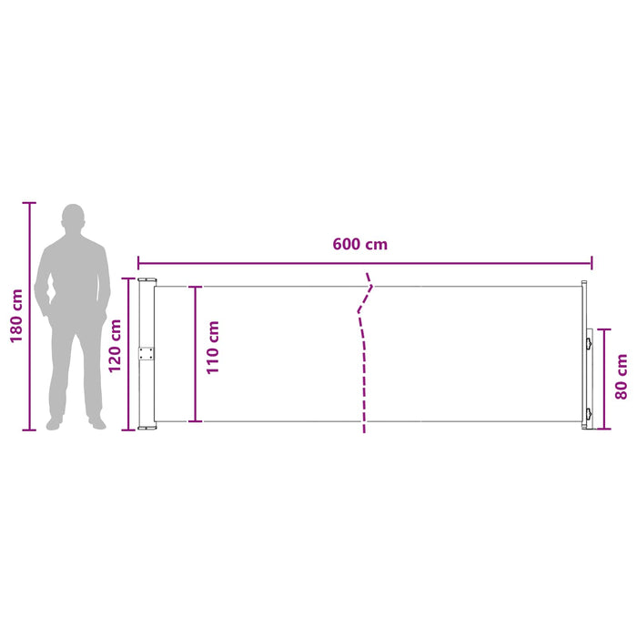 Jaluzea laterală retractabilă Antracit 600 x 117 cm Poliester WALTI