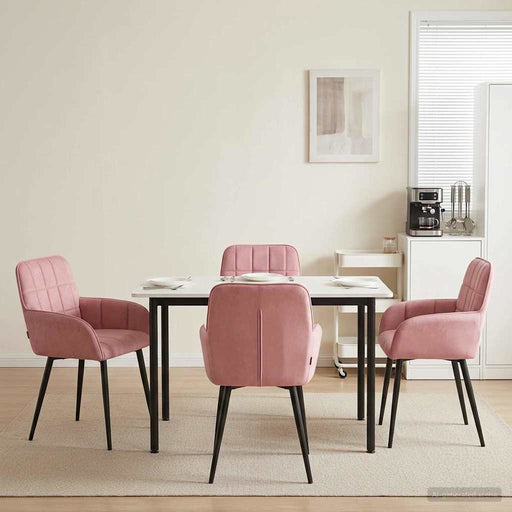 Scaune de dining 4 pcs Catifea Roz 57 x 50 x 85 cm - WALTI WALTI