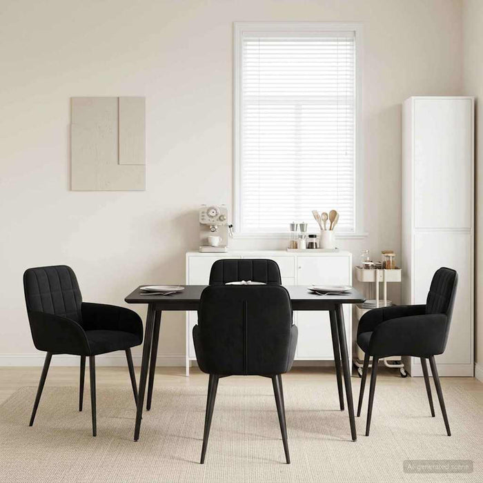 Scaune de dining 4 pcs Catifea Negru 57 x 50 x 85 cm WALTI