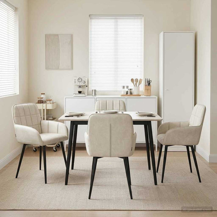 Scaune de dining 4 pcs Catifea Crem 57 x 50 x 85 cm WALTI