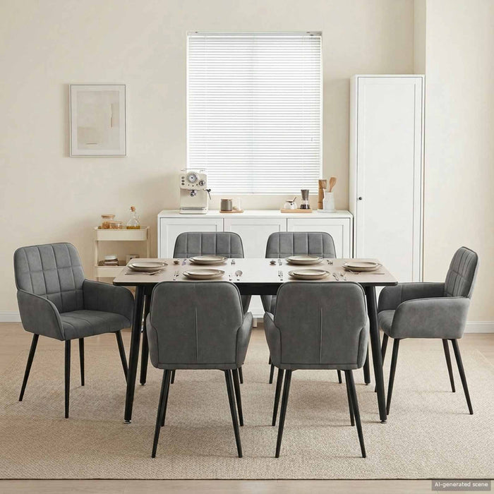 Scaune de dining 6 pcs Catifea Gri închis 57 x 50 x 85 cm WALTI