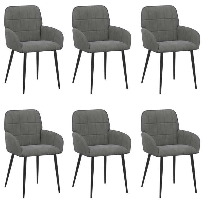 Scaune de dining 6 pcs Catifea Gri închis 57 x 50 x 85 cm WALTI