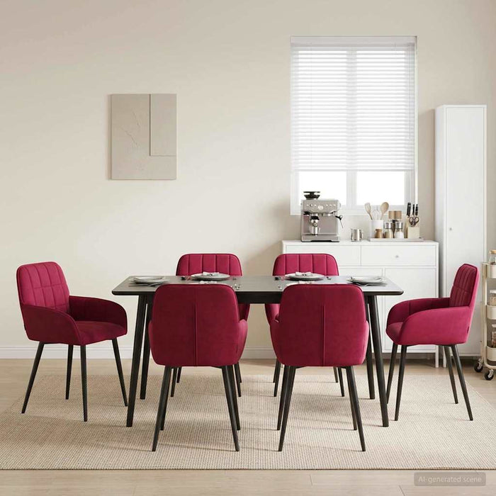 Scaune de dining 6 pcs Catifea Roșu Vin 57 x 50 x 85 cm WALTI