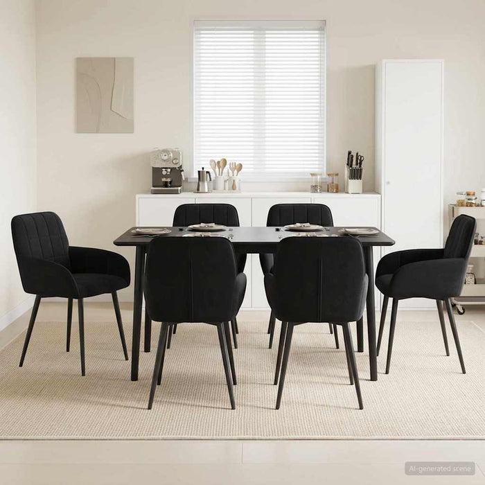 Scaune de dining 6 pcs Catifea Negru 57 x 50 x 85 cm WALTI