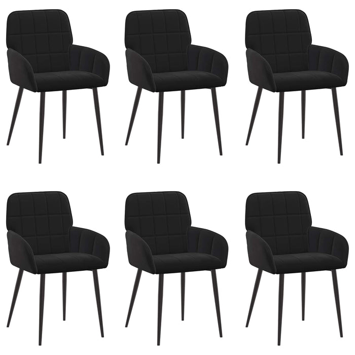 Scaune de dining 6 pcs Catifea Negru 57 x 50 x 85 cm WALTI