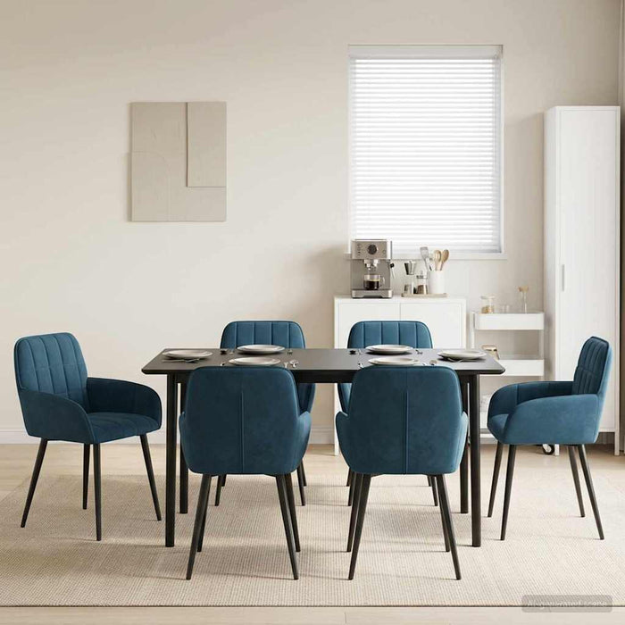 Scaune de dining 6 pcs Catifea albastru 57 x 50 x 85 cm WALTI