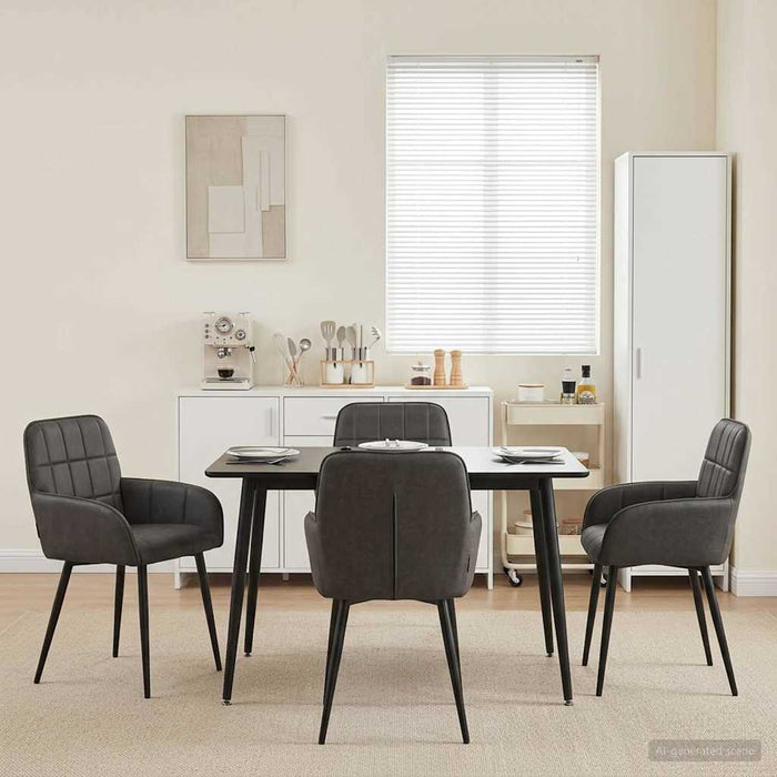 Scaune de dining 4 pcs Piele artificială Negru 57 x 50 x 85 cm WALTI
