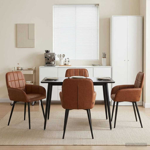 Scaune de dining 4 pcs Piele artificială Maro 57 x 50 x 85 cm - WALTI WALTI