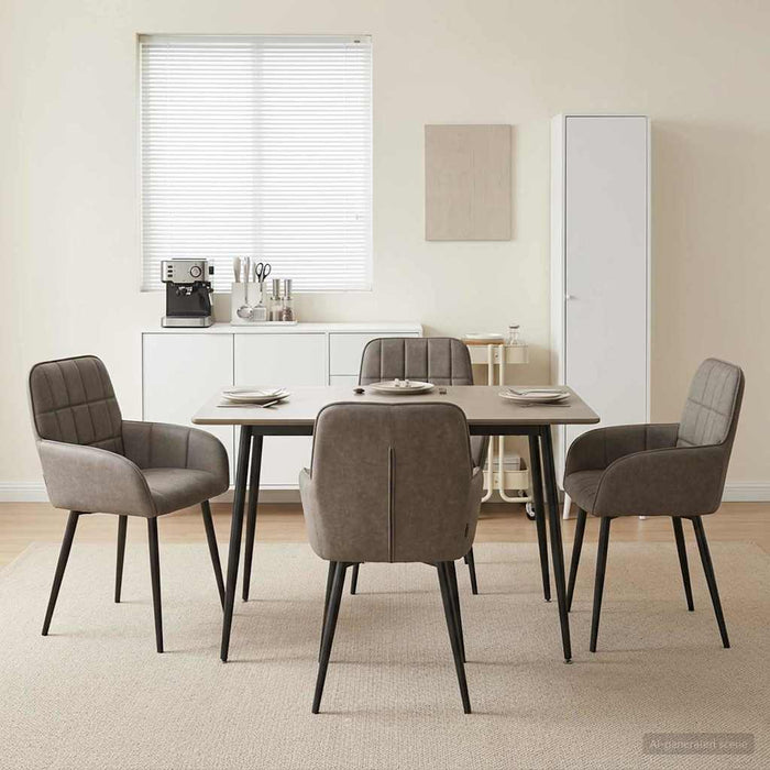 Scaune de dining 4 pcs Piele artificială Gri 57 x 50 x 85 cm WALTI