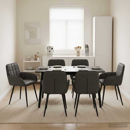 Scaune de dining 6 pcs Piele artificială Negru 57 x 50 x 85 cm - WALTI WALTI