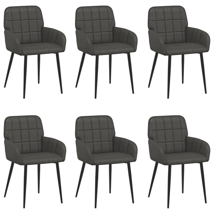Scaune de dining 6 pcs Piele artificială Negru 57 x 50 x 85 cm WALTI