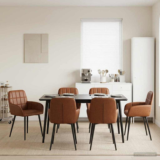 Scaune de dining 6 pcs Piele artificială Maro 57 x 50 x 85 cm - WALTI WALTI