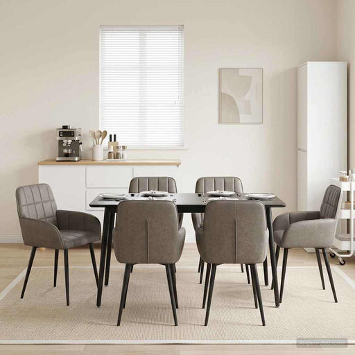 Scaune de dining 6 pcs Piele artificială Gri 57 x 50 x 85 cm - WALTI WALTI