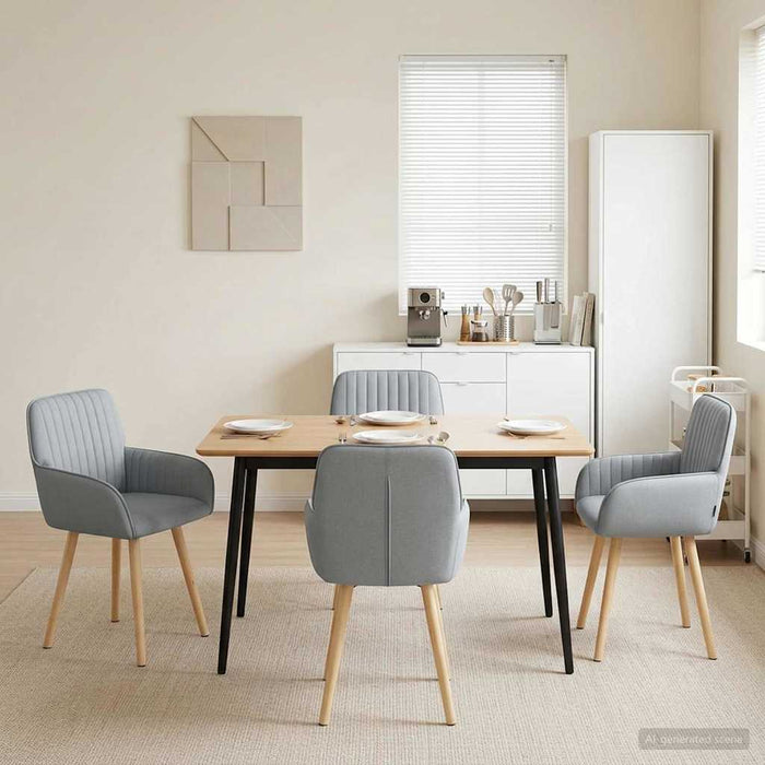 Scaune de dining 4 pcs Țesătură Gri deschis 56,5 x 50 x 87,5 cm WALTI