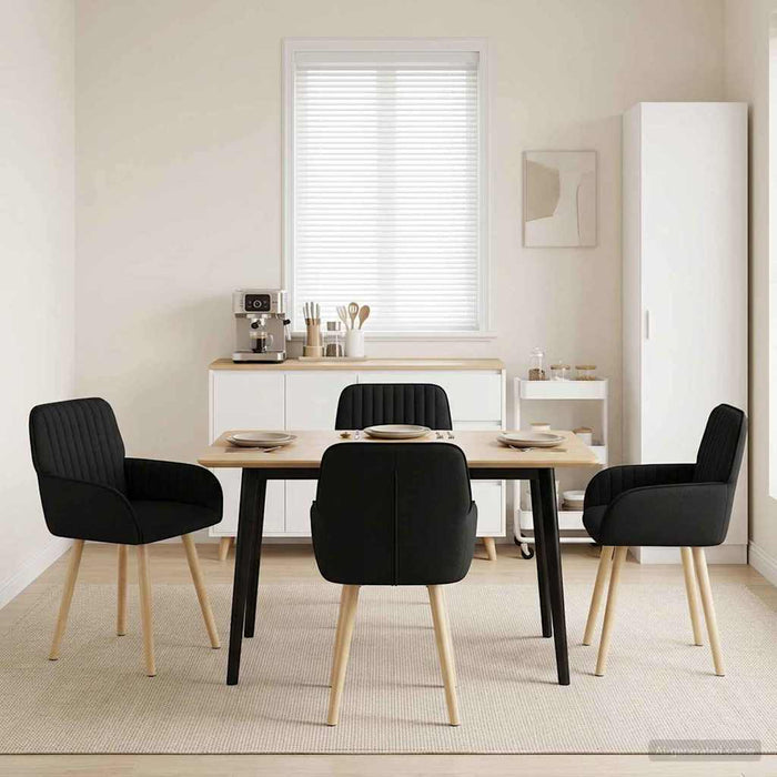 Scaune de dining 4 pcs Țesătură Negru 56,5 x 50 x 87,5 cm WALTI