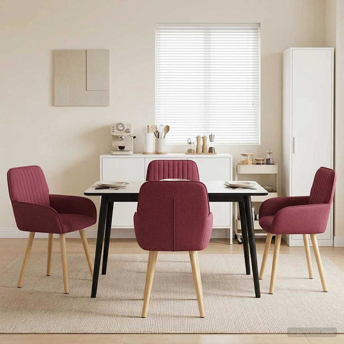 Scaune de dining 4 pcs Țesătură Roșu Vin 56,5 x 50 x 87,5 cm WALTI