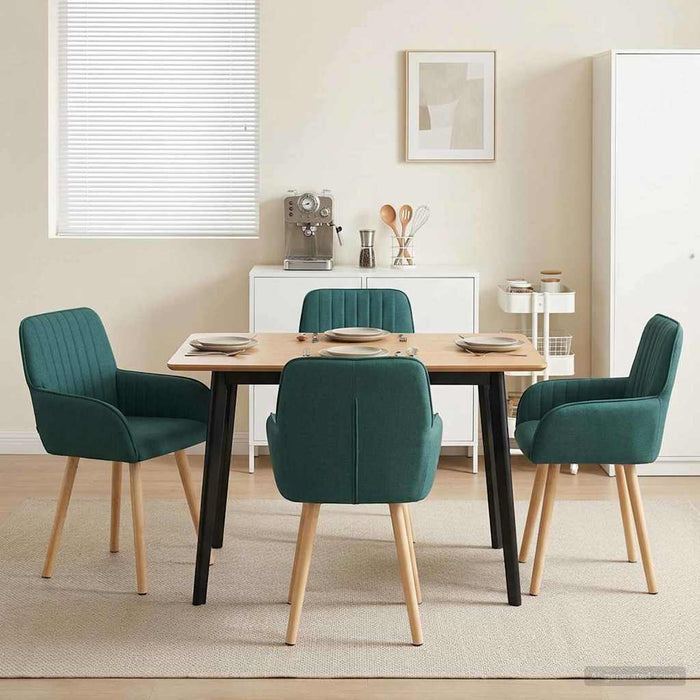 Scaune de dining 4 pcs Țesătură Verde închis WALTI