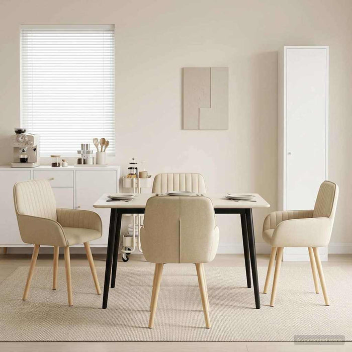 Scaune de dining 4 pcs Țesătură Crem 56,5 x 50 x 87,5 cm WALTI