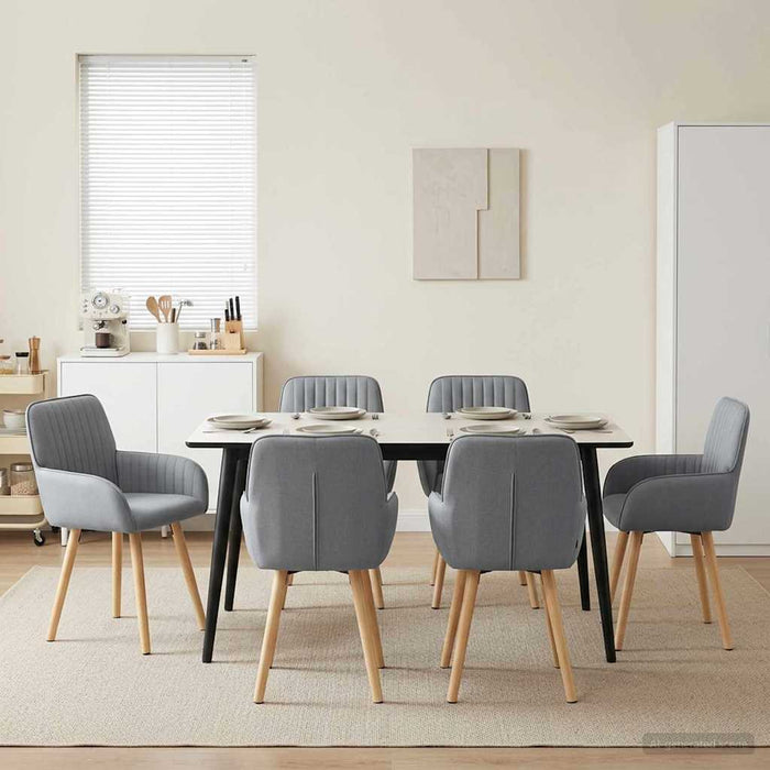 Scaune de dining 6 pcs Țesătură Gri deschis 56,5 x 50 x 87,5 cm WALTI