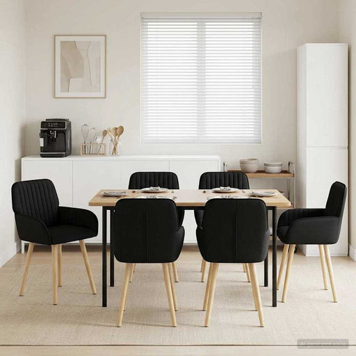 Scaune de dining 6 pcs Țesătură Negru 56,5 x 50 x 87,5 cm - WALTI WALTI