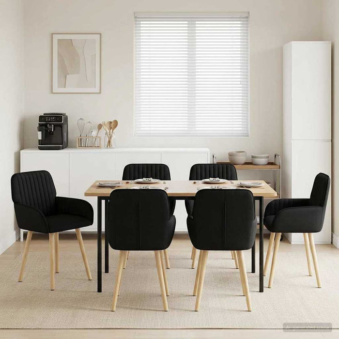 Scaune de dining 6 pcs Țesătură Negru 56,5 x 50 x 87,5 cm WALTI