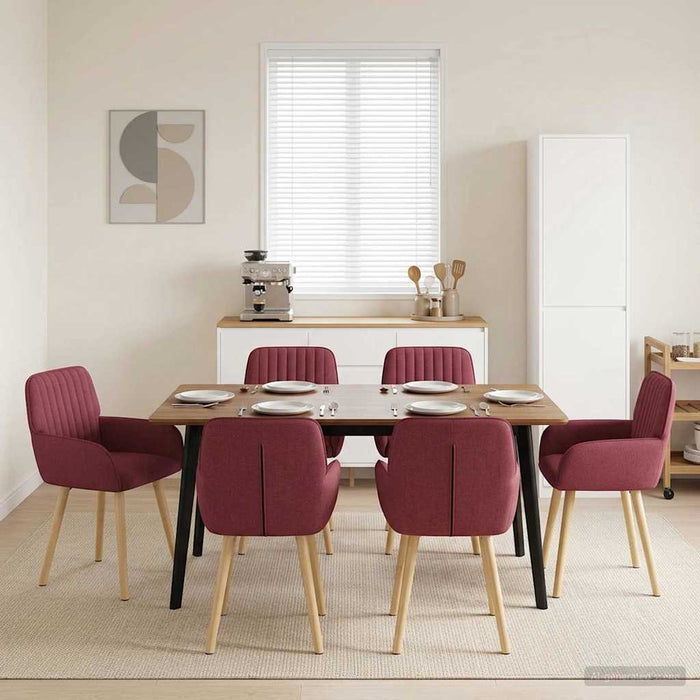 Scaune de dining 6 pcs Țesătură Roșu Vin 56,5 x 50 x 87,5 cm WALTI