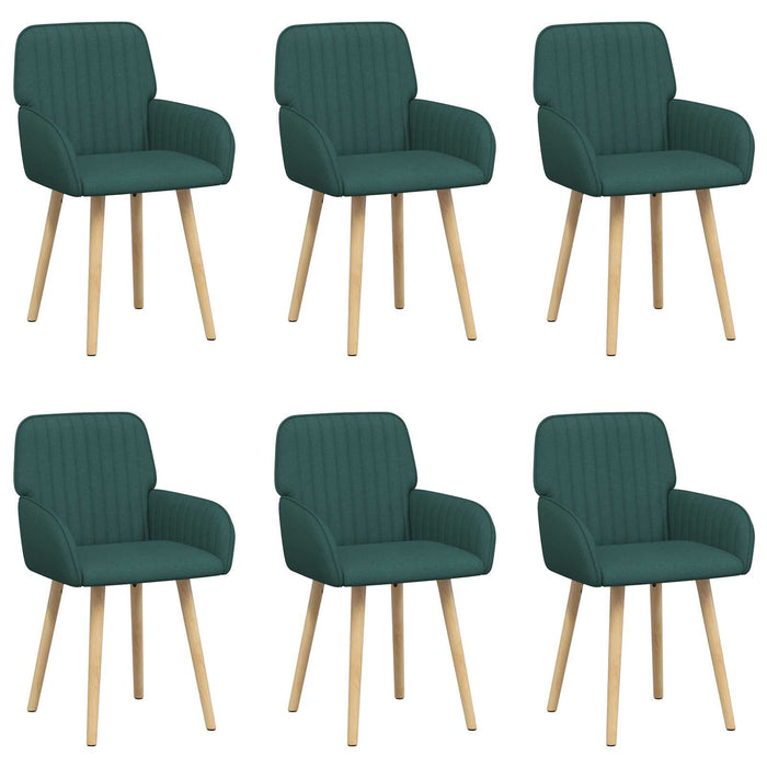 Scaune de dining 6 pcs Țesătură Verde închis WALTI
