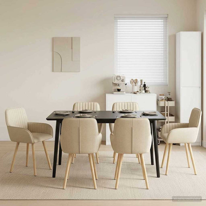 Scaune de dining 6 pcs Țesătură Crem 56,5 x 50 x 87,5 cm WALTI
