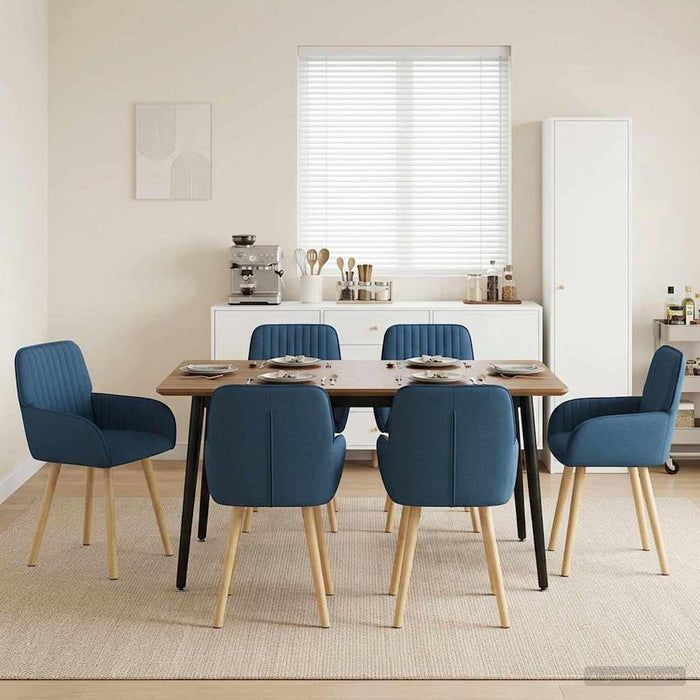 Scaune de dining 6 pcs Țesătură albastru 56,5 x 50 x 87,5 cm WALTI