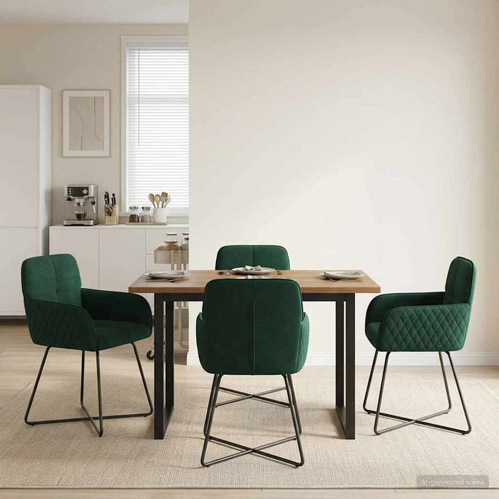 Scaune de dining 4 pcs Catifea Verde închis 59 x 56,5 x 86 cm WALTI