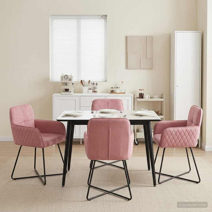 Scaune de dining 4 pcs Catifea Roz 59 x 56,5 x 86 cm WALTI
