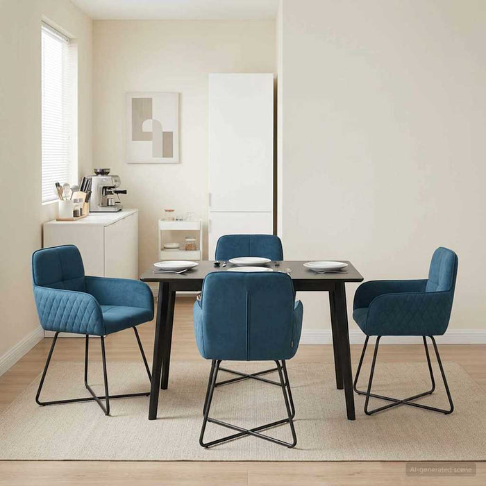 Scaune de dining 4 pcs Catifea albastru 59 x 56,5 x 86 cm WALTI