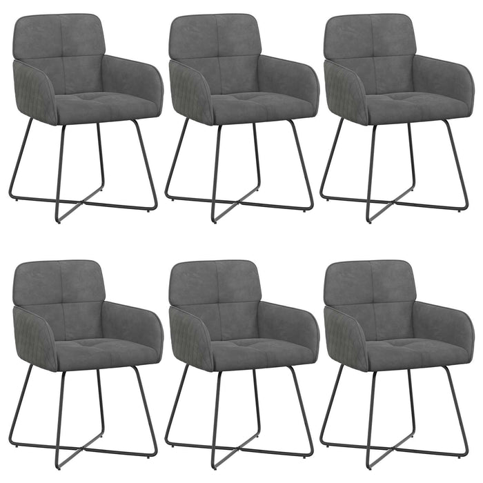 Scaune de dining 6 pcs Catifea Gri închis 59 x 56,5 x 86 cm WALTI